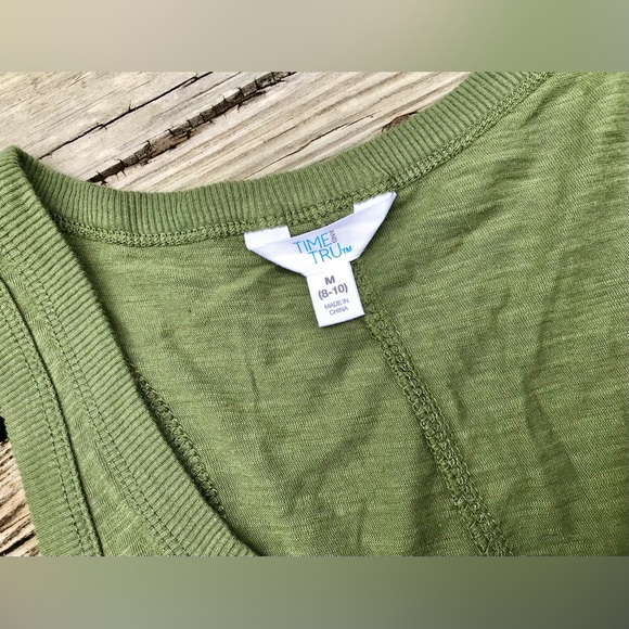 NEW Ladies M TIME & TRU Army Green Button Henley Tunic Tank Top Shirt - Picture 6 of 9